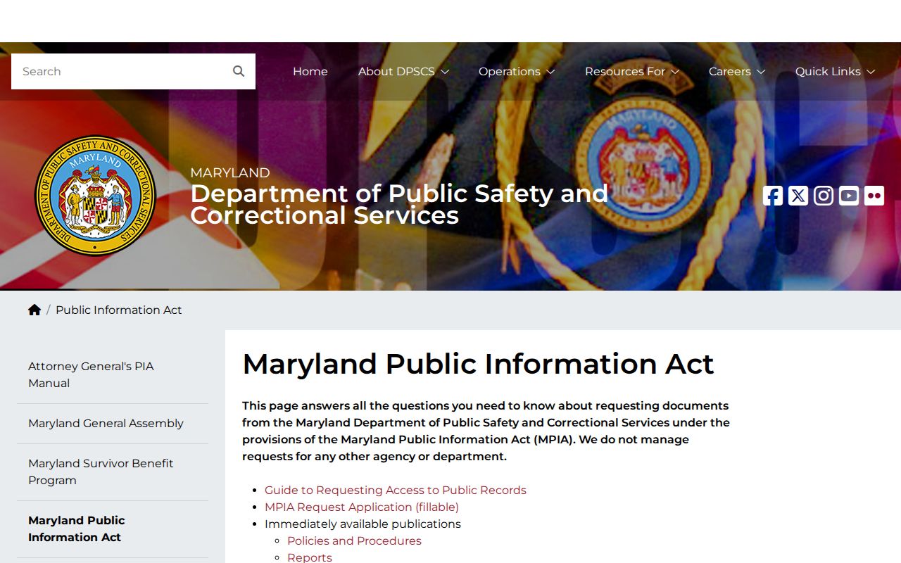 Caroline County projected release date DPSCS record request page