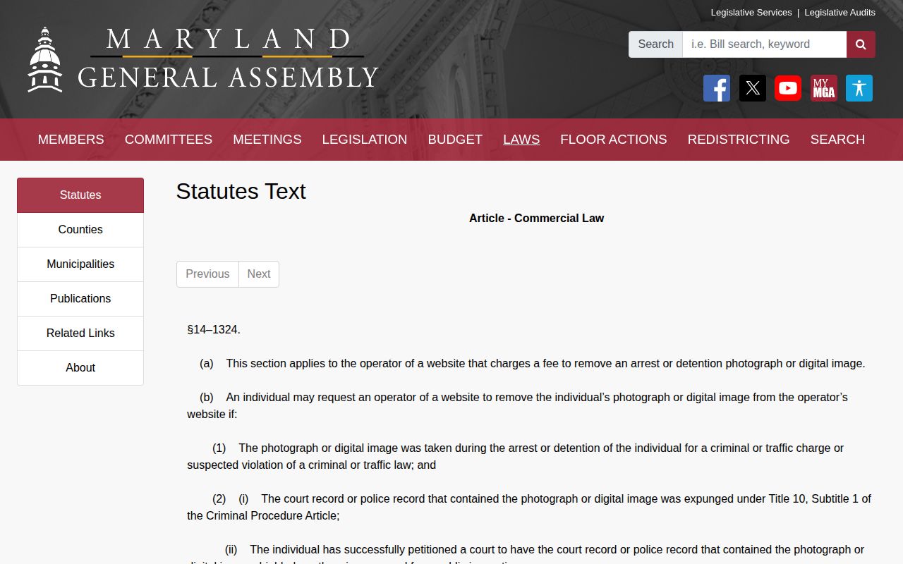 Maryland paid mugshot removal law for Caroline County released inmate images